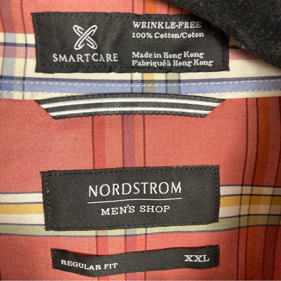 Nordstrom long sleeve plaid button down shirt men's XXL regular fit wrinkle free - Picture 5 of 12
